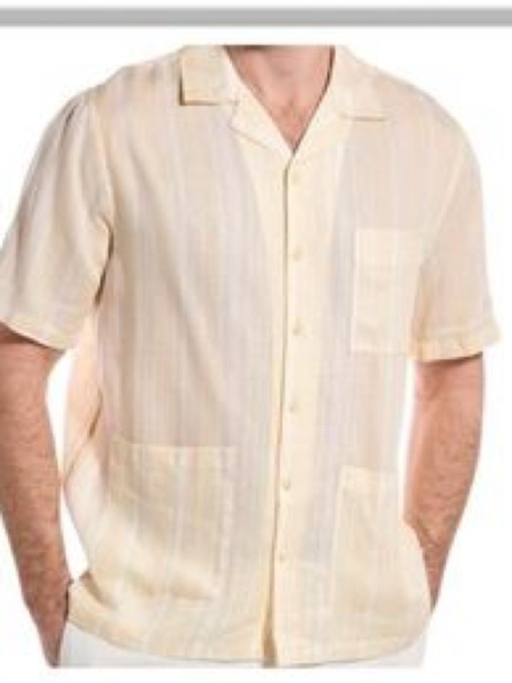 Onia Mens Stretch Linen Utility Camp Shirt Sm Pocket Button Short Sleeve